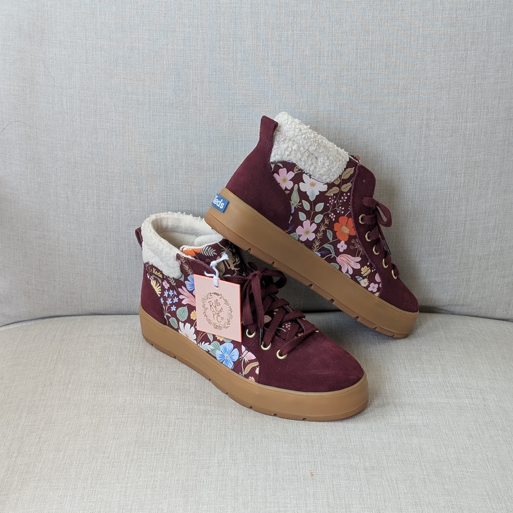 Keds X Rifle Paper Co. - Spade Tahoe Nouveau Suede Burgundy  Size 7.5